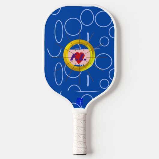 Heart Cool Blue Pickleball Paddle (Voorkant)