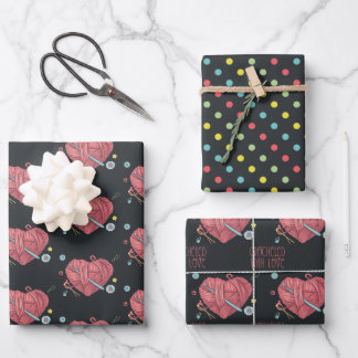 Heart Crochet Pattern Gehakt met Love Inpakpapier Vel