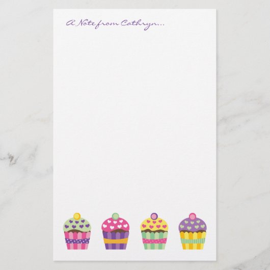 Heart Cupcake Stationery Briefpapier (Voorkant)