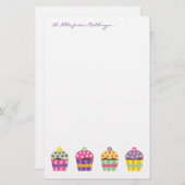 Heart Cupcake Stationery Briefpapier (Voorkant / Achterkant)