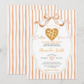 Heart Cutie Pie Stripes Bow Baby Shower Kaart (Voorkant / Achterkant)