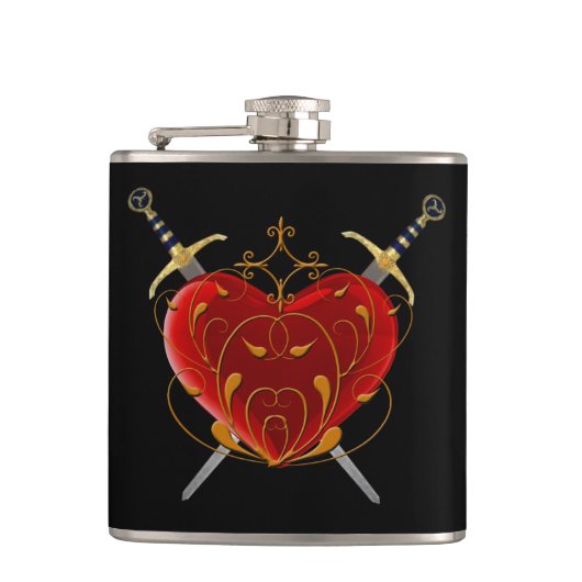 Heart & Daggers Flask Heupfles (Voorkant)