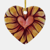 Heart Daisy Keramisch Ornament (Voorkant)