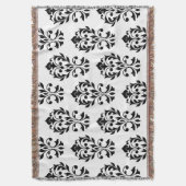 Heart Damask Big Ptn II Black op White Deken (Voorkant Verticaal)