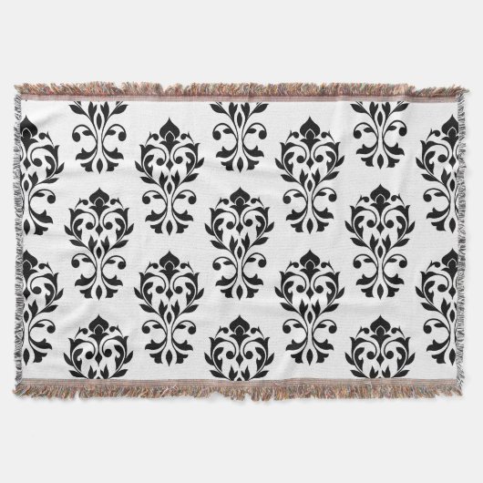 Heart Damask Big Ptn II Black op White Deken (Voorkant)