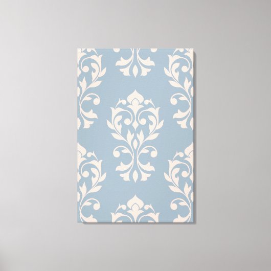 Heart Damask LG Ptn II Roze op Blauw Canvas Afdruk (Voorkant)