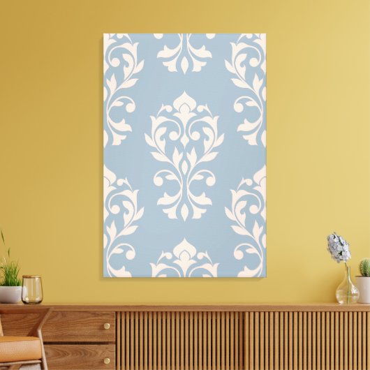 Heart Damask LG Ptn II Roze op Blauw Canvas Afdruk (Insitu (Woonkamer))