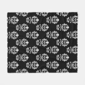 Heart Damask Ptn White op Black Fleece Deken (Voorkant (Horizontaal))