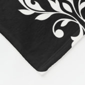 Heart Damask Ptn White op Black Fleece Deken (Hoek)