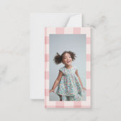 Heart Day Pink Gingham Valentines Classroom Card Notitiekaartje (Achterkant)