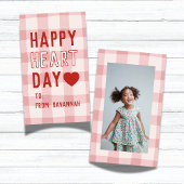 Heart Day Pink Gingham Valentines Classroom Card Notitiekaartje