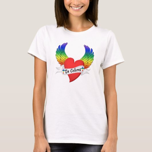 Heart De Colores T-Shirt à ailes (Devant)