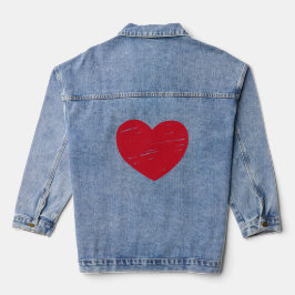 Heart Design Denim Jacket voor Schattige Stijl"
