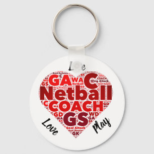 Heart Design Inspirerend Netball Coach Sleutelhanger