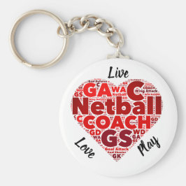 Heart Design Inspirerend Netball Coach Sleutelhanger