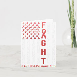 Heart Disease Awareness Februari US Flag Ribbon R Kaart