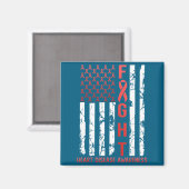 Heart Disease Awareness February Usa Flag Ribbon R Magneet (Voorkant / Achterkant)