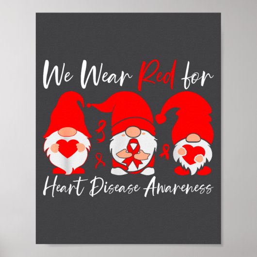 Heart Disease Awareness Gnome  Poster (Voorkant)