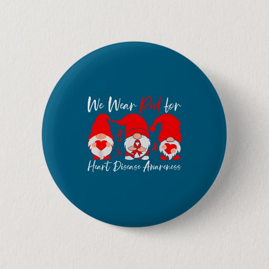 Heart Disease Awareness Gnome  Ronde Button 5,7 Cm (Voorkant)