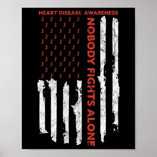 Heart Disease Awareness Month Amerikaanse vlag Poster (Voorkant)