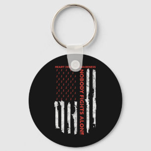 Heart Disease Awareness Month Amerikaanse vlag Sleutelhanger