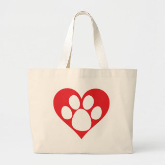 Heart Dog Paw Grote Tote Bag