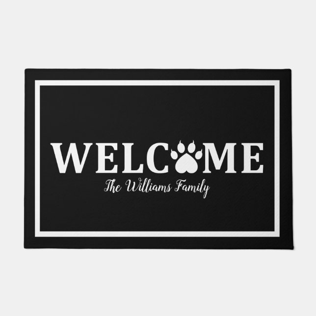 Heart Dog Paw Print - WELCOME - Speciaal Deurmat (Voorkant)