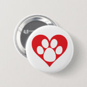 Heart Dog Paw Ronde Button 5,7 Cm (Voorkant /achterkant)