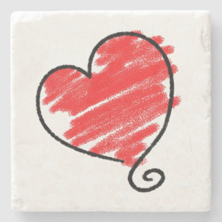 Heart Doodle Marble Stone Onderzetter