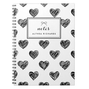 Heart Doodles Pattern Personalized Notitieboek