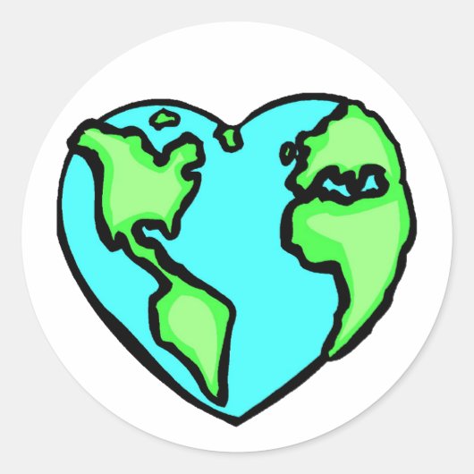 Heart Earth Ronde Sticker (Voorkant)