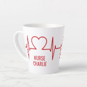 Heart EKG aangepaste tekst Latte Mok (Linkerhoek)