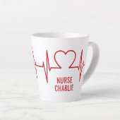 Heart EKG aangepaste tekst Latte Mok (Rechterhoek)