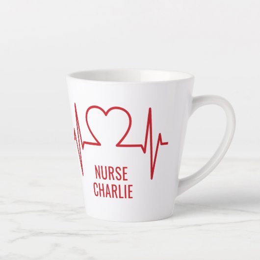 Heart EKG aangepaste tekst Latte Mok (Rechts)