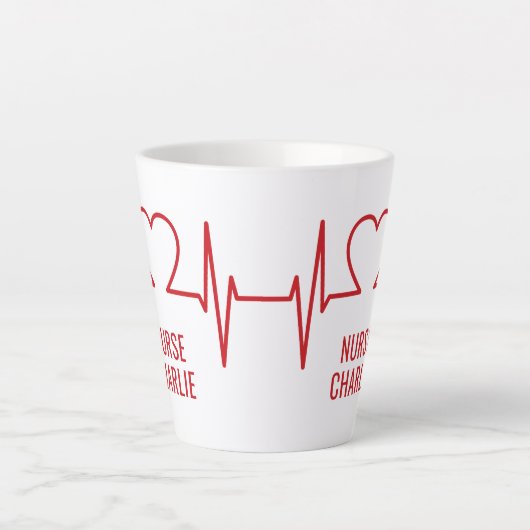 Heart EKG aangepaste tekst Latte Mok (Voorkant)