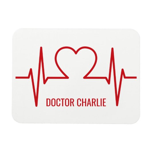 Heart EKG custom name & occupation magnet (Horizontal)