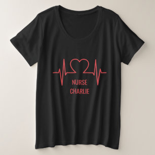 Heart EKG, douanenaam & beroep kleding Grote Maat T-shirt