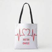 Heart EKG personnalisé nom et sac d'occupation (Devant)
