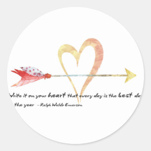 Heart Emerson Quote Ronde Sticker