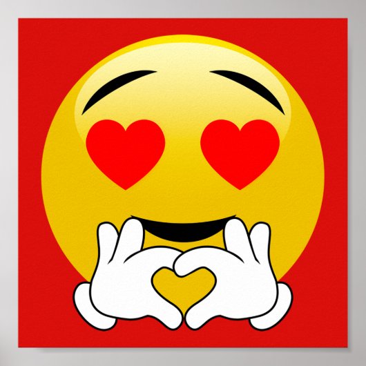 Heart Emoji met Love Hands Red Poster (Voorkant)