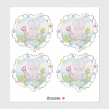 Heart en Flower Bunny Sticker