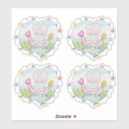 Heart en Flower Bunny Sticker