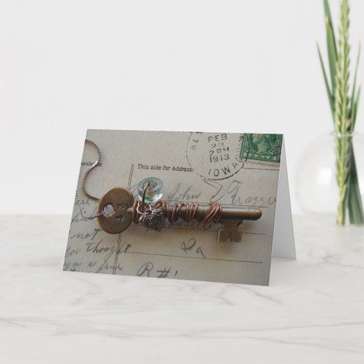 Heart en Key gemengd media-Ketting nog leven Kaart (Voorkant)