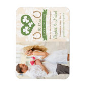 Heart en Shamrock Lucky Hoefijzer Save the Date Magneet (Verticaal)