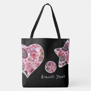 Heart en Star All-Over-Print Canvas tas, groot Draagtas