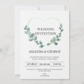 Heart Eucalyptus Faire-part de mariage (Devant)
