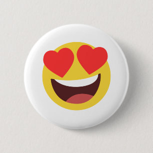 Heart Eyes Emoji Ronde Button 5,7 Cm