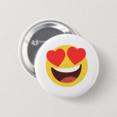 Heart Eyes Emoji Ronde Button 5,7 Cm (Voorkant /achterkant)