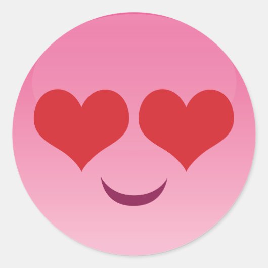 Heart Eyes Emoji Ronde Sticker (Voorkant)