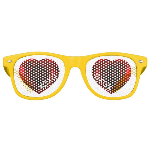 Heart Eyes Emoji XOXO Retro Zonnebril (Voorkant)